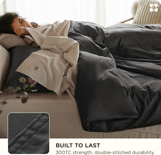 Bedsure Cotton Duvet Cover King, 100% GOTS Organic Cotton Duvet Cover Set, Fair Trade Certified King Bedding Set, Eco-Friendly, Ultra-Soft, Breathable Home Bedding for All Seasons(Dark Grey, 104"x90")