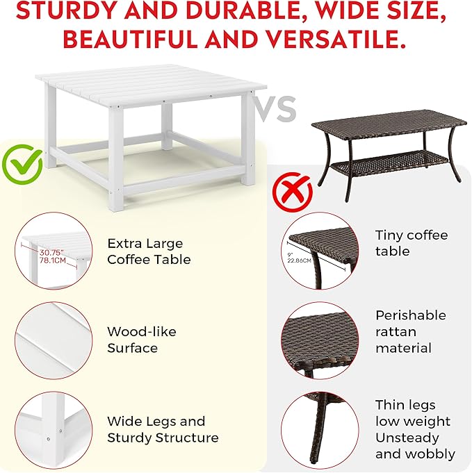 Costaelm Outdoor Kids Table, Toddler Dinner Table Baby Desk Outdoor Childrens Party Tables for Arts & Crafts, Snack Time, Multi-Activity Desk for Ages 2-8 in Classroom/Outside, White