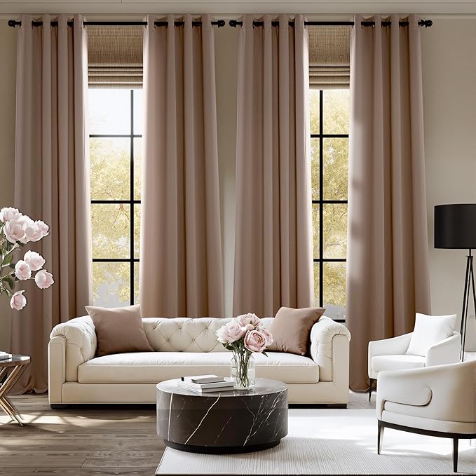 NICETOWN Cappuccino Blackout Drapes - Grommet Thermal Insulated Window Treatments for Bedroom, Yard, Office, Flat, Hall - UV Resistant, 2 Panels, W52 x L63