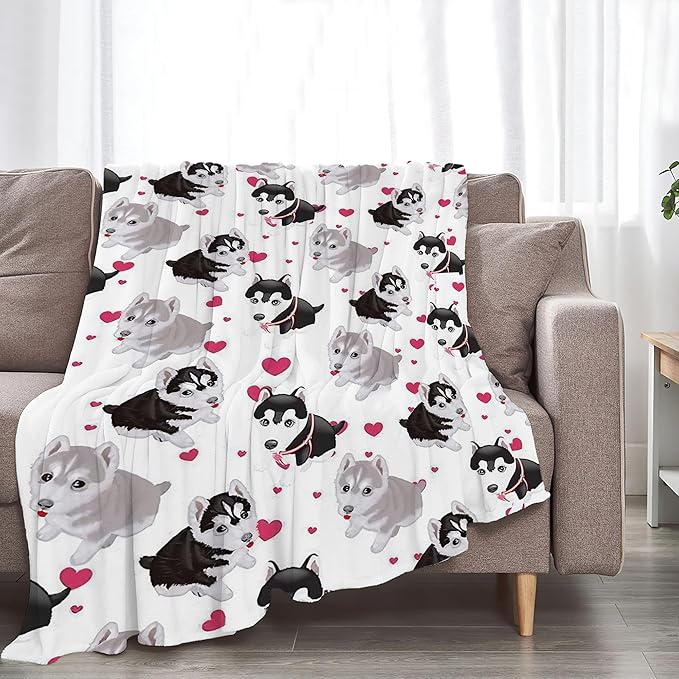 Alaskan Malamute Dog Blanket Cute Dog Throw Blanket Alaskan Dog Gifts and Decor Dog Blanket for Girls Women Kids Adults Soft Warm Cozy Fleece Blanket for Couch Sofa Bed 60"x50"