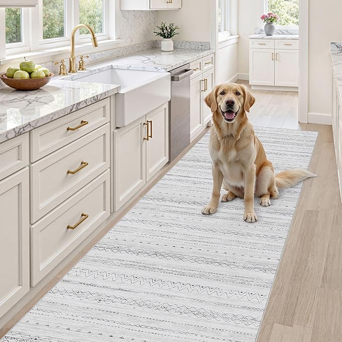 Area Rugs for Living Room Washable Living Room Rug Soft Neutral Indoor Floor Carpet Non-Slip Stain Resistant Modern Boho Rugs for Bedroom Dining Room Kids Room Nursery Office Home Grey