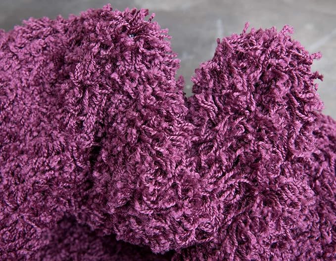 Unique Loom Solid Shag Collection Area Rug (10' x 13' Rectangle, Eggplant Purple)