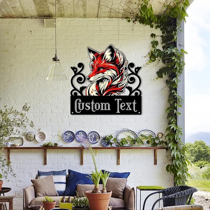 Personalized Fox Metal Wall Art, Fox Decor for Nursery or Cabin, Unique Housewarming Gift for Fox Lovers