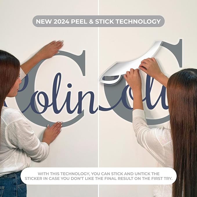 EGD Custom Cursive Letter Wall Decals | Personalized Name Decor with Fancy Font | Baby & Kids Room Decor | Multiple Colors Options (Cursive Fancy 2)