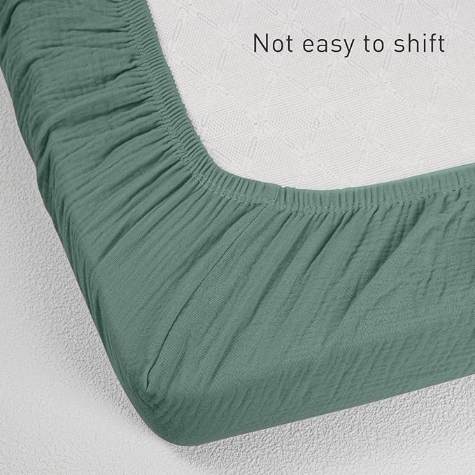 Muslin Mini Crib Sheets, 2 Pack for Baby Boy and Girl, Soft Breathable Stretchy Baby Pack N Play Mattress and Mini Cribs Sheet, Universal Fitted Portable/Mini Crib Mattresses (Bright Leaves)