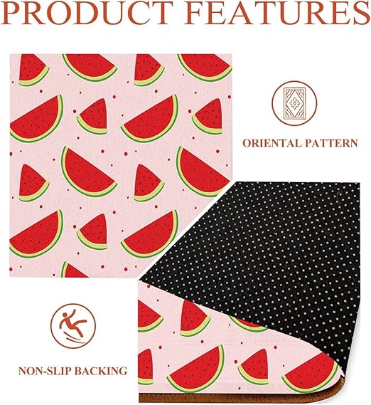 Round Watermelon Rug Pink Rugs for Bedroom Dorm Living Room Fruits Area Rug Floor Mat Pad Doormat Carpet, 3'X3'(90x90cm)