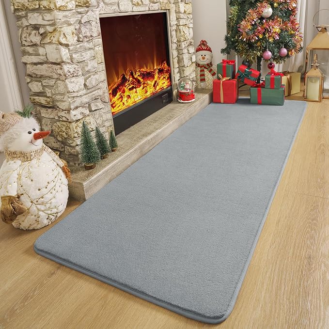 Amearea Modern Soft Hallway Runner Rug, 2x8 Feet Area Rug Runners for Hallways, Washable Runner Rugs, Non Slip Memory Foam Rug Grey Runner Rugs Carpet for Entrance Kitchen Kids Room Decor, Grey