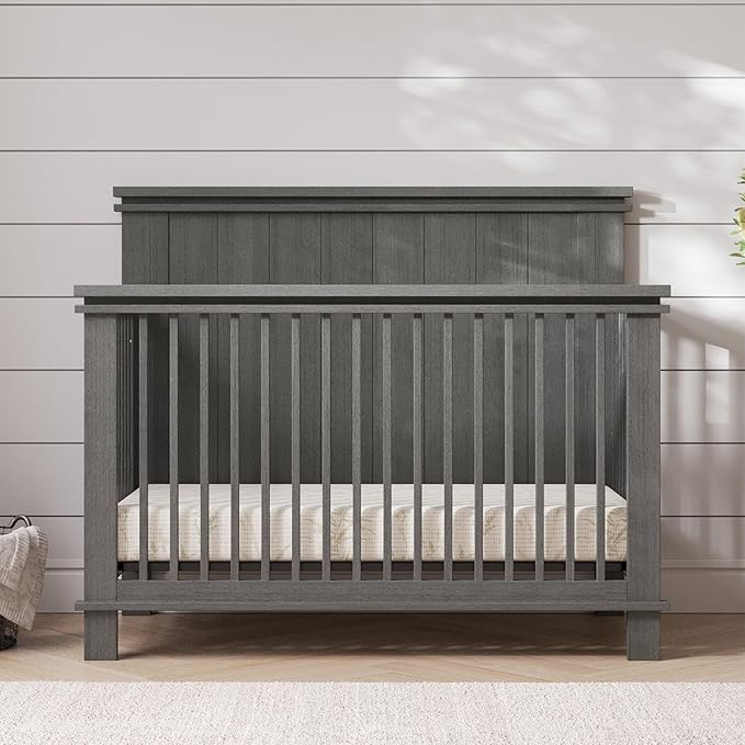 Child Craft Denman Crib, Dresser and Chest Nursery Set, 3-Piece, Includes 4-in-1 Convertible Crib, Dresser and Chest, Grows with Your Baby (Midnight Gray)