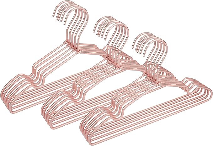 New Born Clothes Hangers Non Slip 12.5“ Rose Gold Copper Wire Children Coat Suit Metal Hanger, 30 Pack Baby Closet Dividers for Nursery Pants Display Organizer for Infant Clothing