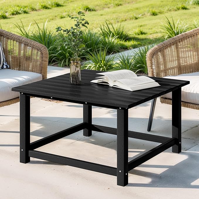 Costaelm Paradise Kids 5-Piece HDPE Outdoor Square Patio Dining Table and Chairs Set, Black