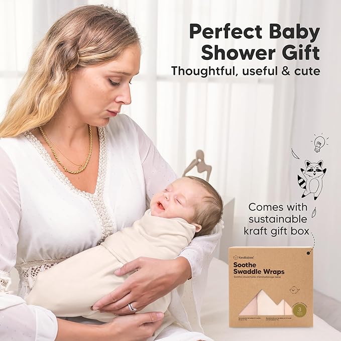 3-Pack Organic Baby Swaddle Sleep Sacks - Swaddles for Newborns, Infant 0-3 Months, Baby Girls, Boys, Soft & Snug Newborn Sleep Sack, Nursery Swaddling Blankets (Angelic, XS)