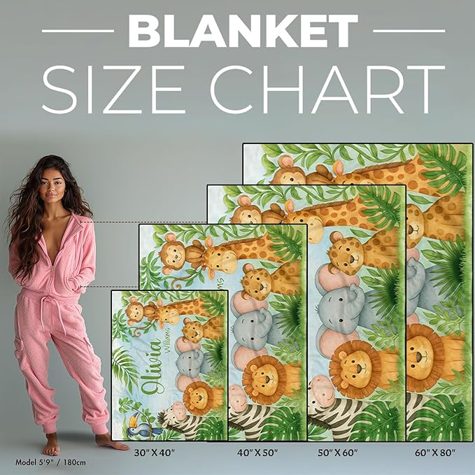 Personalized Baby Blanket with Name, Custom Soft Flanne Blanket for Kisd, Toddlers, Personalized Baby Gifts for Infant Newborn Shower