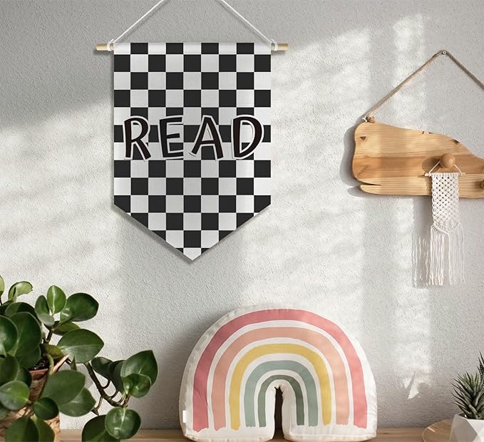 Read Wall Art Decor Banner Flag Kids Nursery Toddler Room Decor, Read Sign for Classroom Reading Corner Kid Bedroom Wall Decor, 15x11in