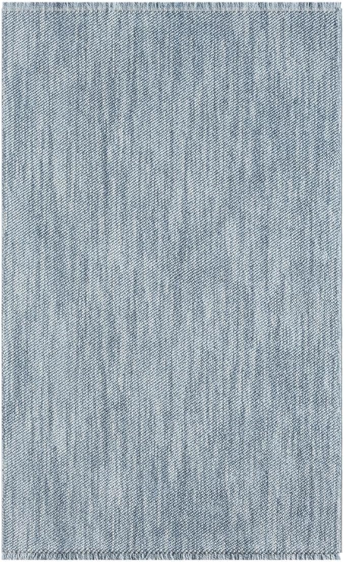 LUXE WEAVERS Solid Machine Woven Blue 6x9 Area Rug, Indoor Stain-Resistant Carpet