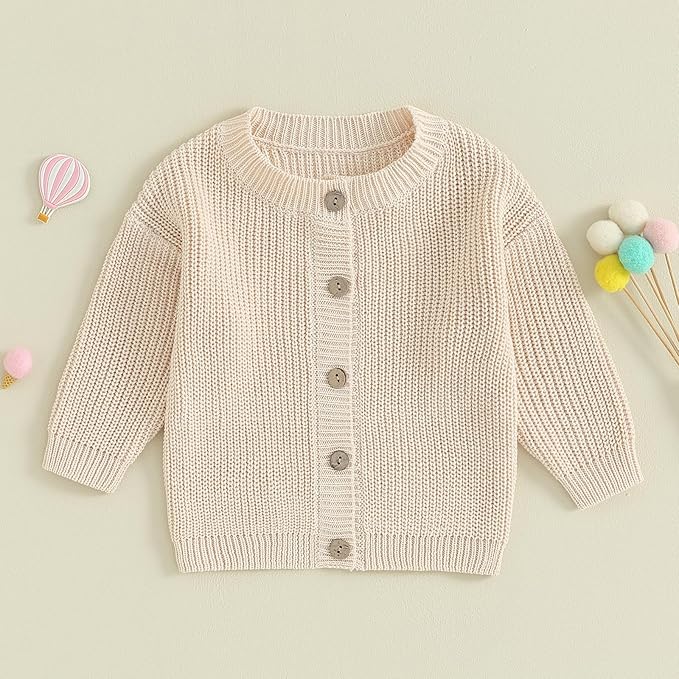 Newborn Baby Boy Girl Knit Sweater Cardigan Winter Warm Button Down Sweatshirt Top Outfit Cute Infant Fall Clothes