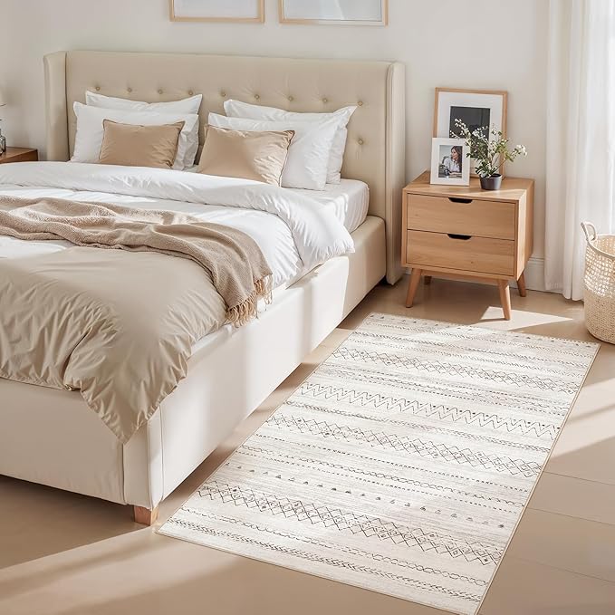 Area Rugs for Living Room Washable Living Room Rug Soft Neutral Indoor Floor Carpet Non-Slip Stain Resistant Modern Boho Rugs for Bedroom Dining Room Kids Room Nursery Office Home Brown