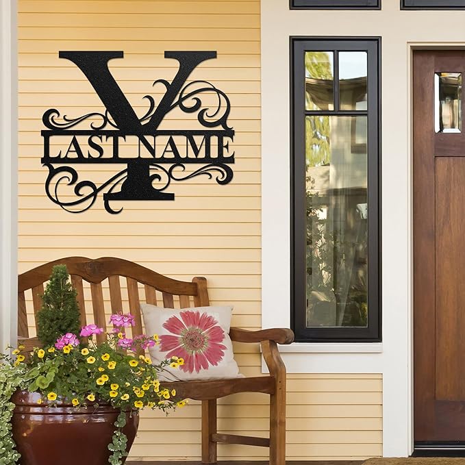 LULLBABYMALL Custom Metal Signs - Last Name Sign, Split Letter Monogram, Letter Y, Family Name Wall Art, Outdoor Metal Signs, Personalized Wedding Gift