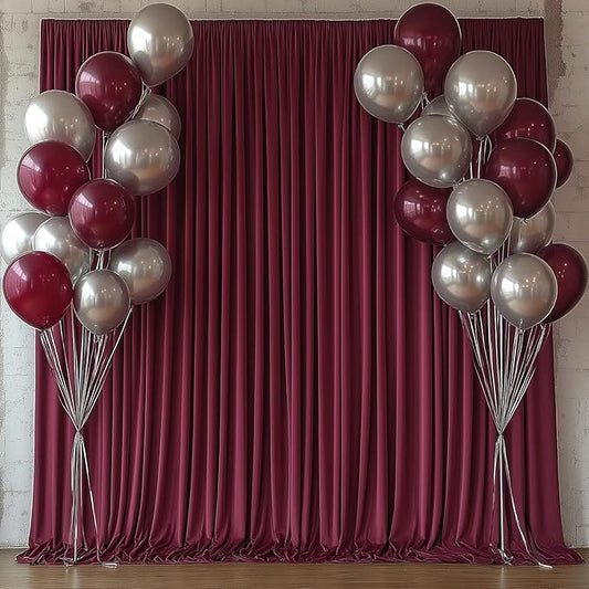 30x10FT Burgundy Backdrop Curtains for Wedding Parties, Wrinkle Free Photo Backdrop Curtains for Wedding Birthday Party Baby Shower, Fabric Drape with Rod Pockets 5ft x 10ft, 6 Panels