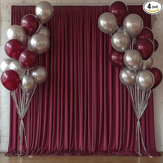 20x10FT Burgundy Backdrop Curtains for Wedding Parties, Wrinkle Free Photo Backdrop Curtains for Wedding Birthday Party Baby Shower, Fabric Drape with Rod Pockets 5ft x 10ft, 4 Panels