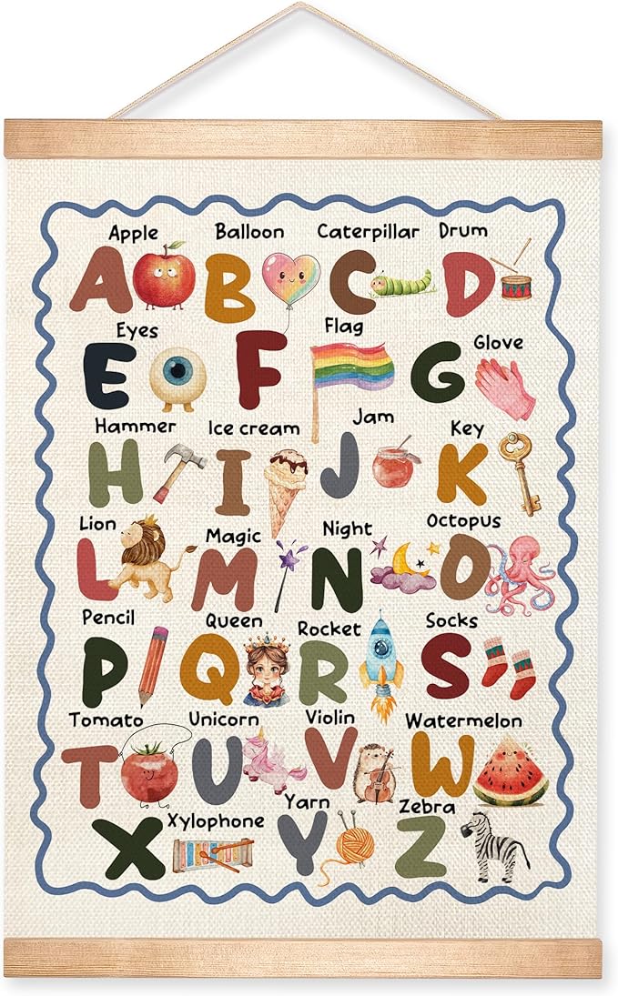 Kids Alphabet Educational Chart 2 for Classroom Decor,Colorful Educational Poster for Toddlers 1-3,Toddler Learning Poster for Kids Ages 3-5 for Nursery Playroom,Classroom Must Haves 14x18.5Inch(Colorful-06)