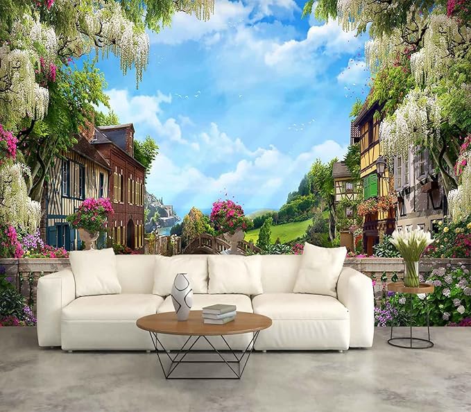 Wall Murals for Bedroom Venice Garden Large Mural Wallpaper Wall Stickers 108''x75''(Not Self-Adhesive)