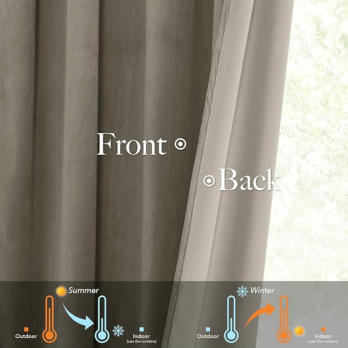StangH Pinch Pleated Velvet Curtains for Living Room,Super Soft Room Darkening Thermal Insulated Sliding Door Drapes for Dining Room Kids Nursery, Camel Beige, W38 x L96, 2 Panels
