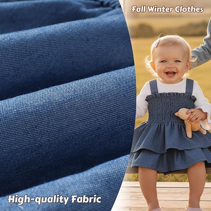 YOUNGER TREE Newborn Baby Girl Fall Winter Outfits Long Sleeve Romper Corduroy Overall Dress Infant Skirt Clothes Sets