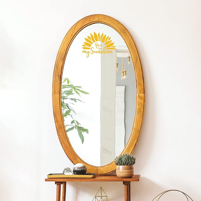 Cheerful Sunflower Wall Decals - Set of 4 Yellow Vinyl Sunflower Stickers for Bathroom Mirror Bedroom Kitchen Dorm Apartment Peel and Stick Home Decor