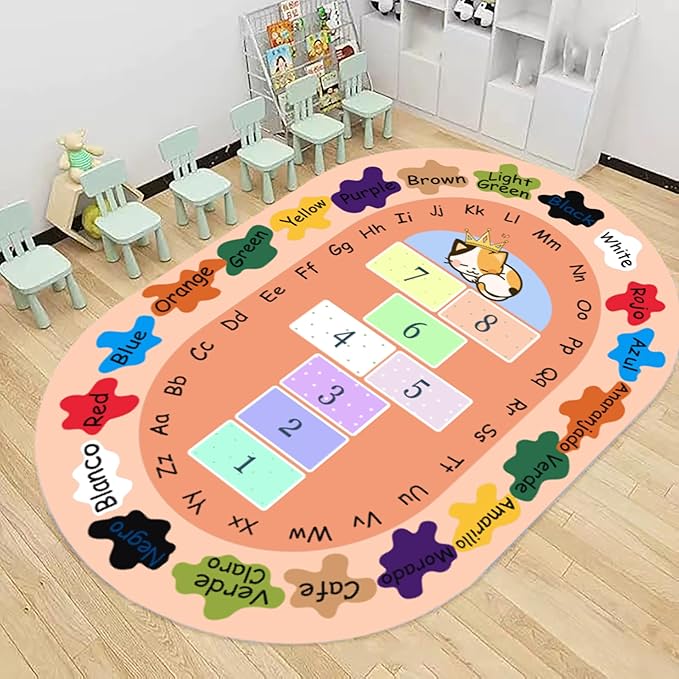 ABC & 123 Learning Rug for Kids 3x5ft - Color & Number Recognition Rug,Educational Non-Slip Floor Mat for Toddlers & Preschoolers,Washable Classroom Carpet, Nursery, Playroom Decor