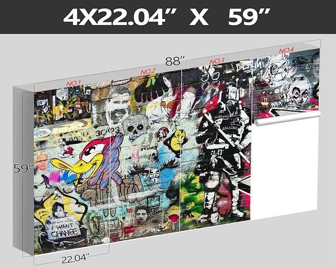 XMPMBM-Graffiti Art backsplash Large Decorative Wallpaper Bedroom Bathroom Nursery Room Wall Mural- W 88" X H 59" S- W 88" X H 59"（36 Square Foot）