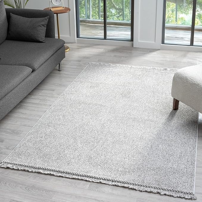 LUXE WEAVERS Solid Machine Woven Gray 6x9 Area Rug, Indoor Stain-Resistant Carpet