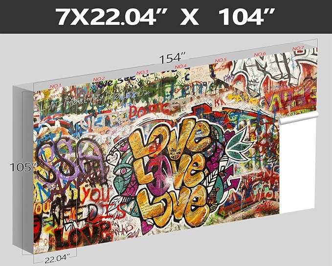 XMPMBM-Graffiti Art backsplash Large Decorative Wallpaper Colorful Alphabet Bedroom Bathroom Wall Mural- W 154" X H 105"（112 Square Foot）