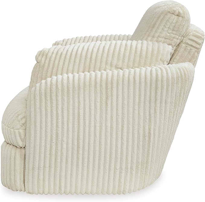Signature Design by Ashley Tie-Breaker Cozy Contemporary Manual Press-Back Swivel Glider Rocker Recliner with 2 Bolster Pillows and Hidden Storage, White