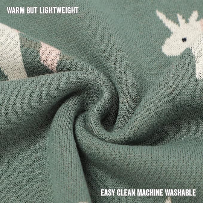 Receiving Blanket for Baby Girls and Boys 100% Cotton Buttery Soft Cozy Receiving Swaddle Crib Stroller Blanket for Shower Gift Registry for Newborns, Infants, Toddlers (Unicorn - Sage)