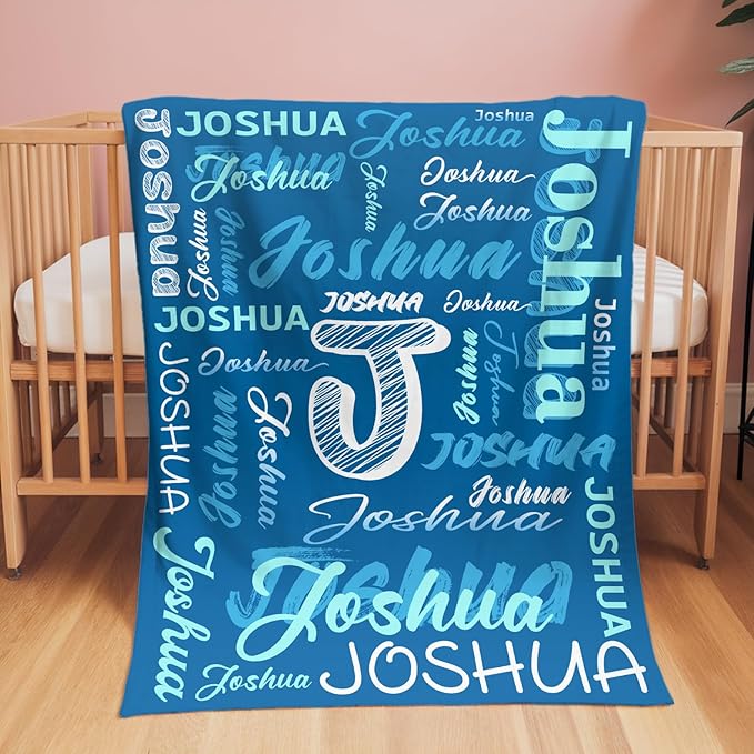 Personalized Baby Blanket with Name, Custom Name Blanket for Kids Soft Flanne Blankets in Easter Personalized Baby Gifts for Infant Newborn Shower (Rainbow)