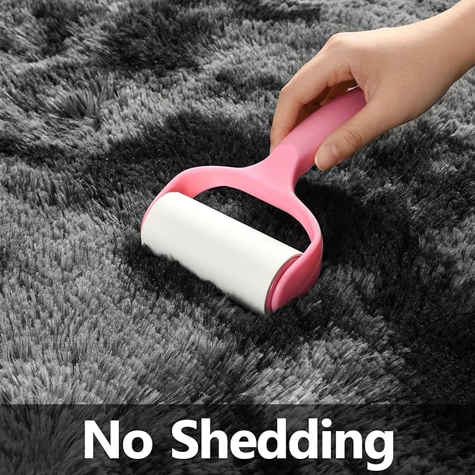 Large Shag Area Rugs 8 x 10, Tie-Dyed Plush Fuzzy Rugs for Living Room, Ultra Soft Fluffy Furry Rug for Bedroom, Indoor Carpet Nursery Rugs for Kids Room Home Decor, Dark Grey