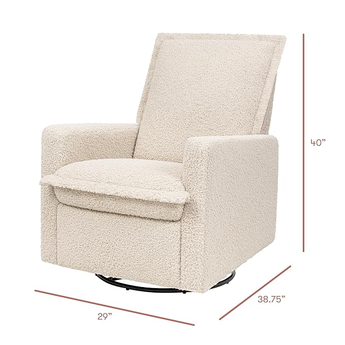 Babyletto Cali Flange Recliner and Swivel Glider in Almond Teddy Loop, Water Repellent & Stain Resistant, Greenguard Gold and CertiPUR-US Certified