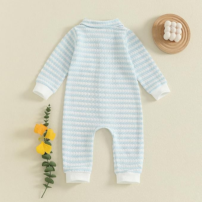 Thorn Tree Baby Boys Clothes Infant Knit Romper Long Sleeve Newborn Outfits Button Closure Onesie Turn Down Collar Jumpsuit