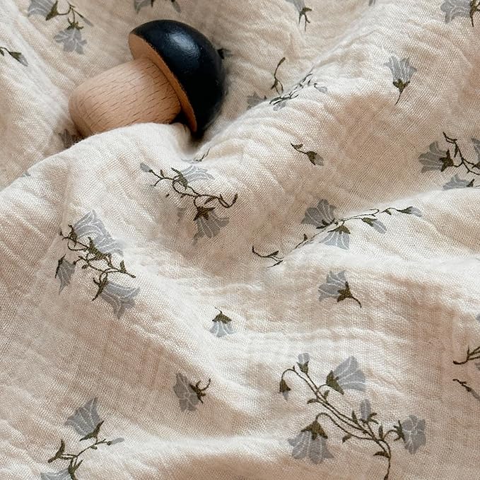 BuLuTu Large Muslin Toddler Blanket for Boys Girls Baby Bed Blankets Floral Print Swaddle Blankets Soft Breathable Toddler Crib Quilt, All Seasons,Hyacinth Pattern,47"x51"