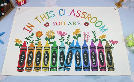 Classroom Boho Rectangular Banner Flag Wall Art Decor Gift for Teacher Boy Girl Kid Teen,Classroom Nursery Playroom Reading Room Bedroom Decor Decor-in This classroom-Birthday Christmas Gift