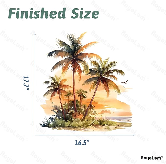 Tropical Sunset Palm Trees Wall Decals Removable Scenery Vinyl Stickers for Nursery Living Room and Bathroom Decor Peel and Stick Wall Art