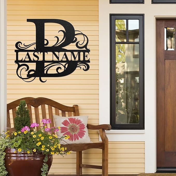 LULLBABYMALL Custom Metal Signs - Last Name Sign, Split Letter Monogram, Letter B, Family Name Wall Art, Outdoor Metal Signs, Personalized Wedding Gift