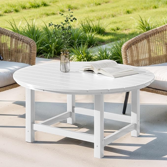 Costaelm Paradise Kids 5-Piece HDPE Outdoor Patio Round Dining Table and Chairs Set, White