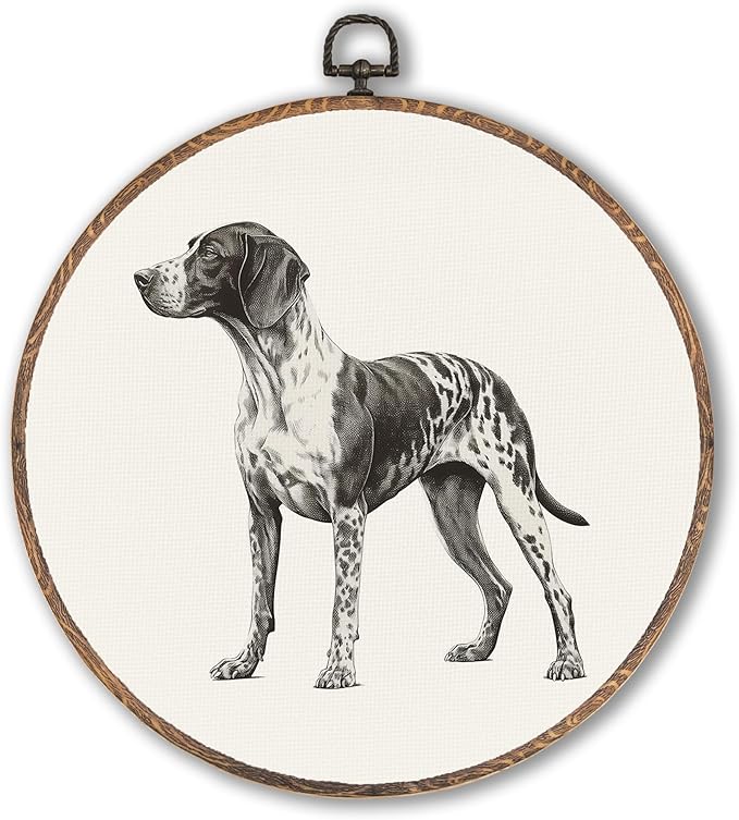 German Shorthaired Pointer Round Wall Art Framed, Dog Mom Gifts Round Wall Decor, Dog Lovers Gifts Hanging Canvas Prints Wall Sculptures for Bathroom Bedroom Living Room Decor, 10x10 Inch