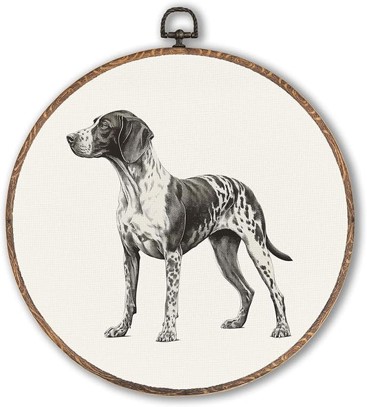 German Shorthaired Pointer Round Wall Art Framed, Dog Mom Gifts Round Wall Decor, Dog Lovers Gifts Hanging Canvas Prints Wall Sculptures for Bathroom Bedroom Living Room Decor, 10x10 Inch