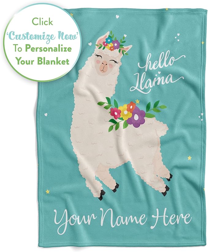 Personalized Llama Throw Blanket with Custom Name for Kids, Women, or Adults, Cute, Comfortable, and Plush with Soft Colors for Bedding, Home Decor, or Travel (Sherpa 50x60)