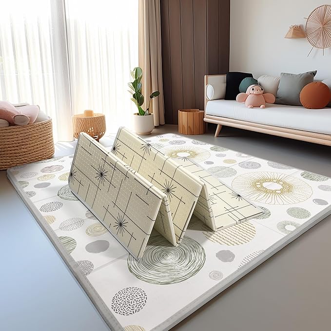 79x71 Baby Play Mat, Extra Large, Foldable, Waterproof, Thick, Non-Toxic, Reversible, Safe for Babies & Toddlers, Indoor/Outdoor Use
