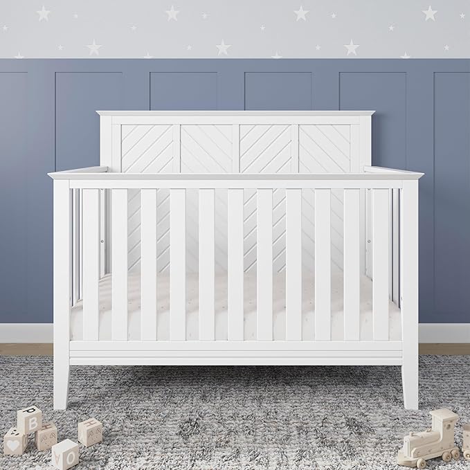 Child Craft Atwood Crib, Dresser and Chest Nursery Set, 3-Piece, Includes 4-in-1 Convertible Crib, Dresser and Chest, Grows with Your Baby (Matte White)