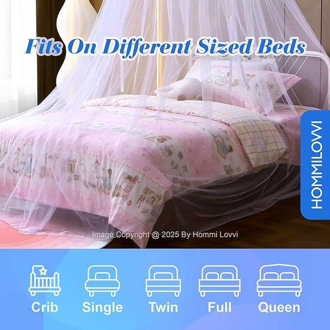 White Bed Canopy for Girls with Stars Lights, Princess Canopy Bed Curtains for Twin, Full, Queen Size Bed Hanging Canopy for Girls Room Decor, Kids Sheer Canopy Curtain