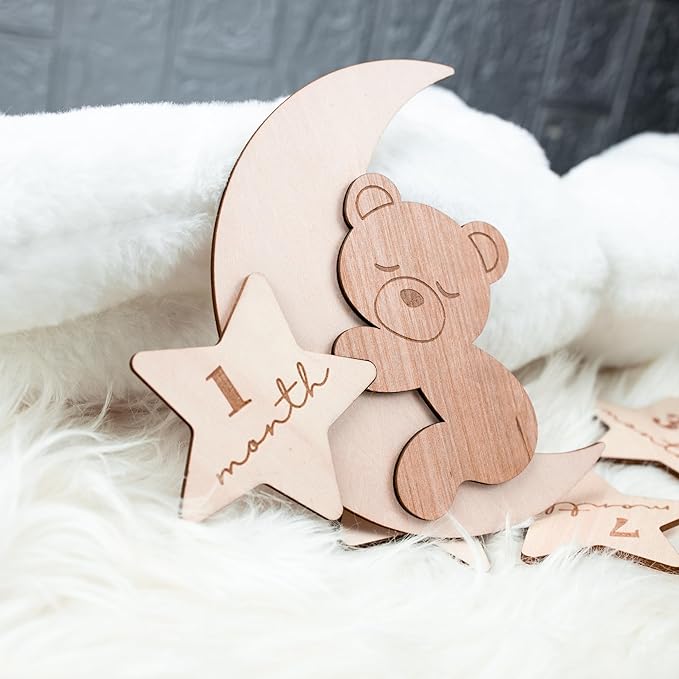 Daisy 3D Baby Monthly Milestone, Wooden Baby Milestone Signs, Monthly Milestone Wood Discs, Baby Milestone Discs (A23)